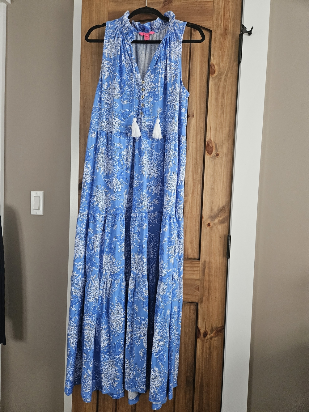 Lilly Pulitzer Blue and White Floral Maxi Dress